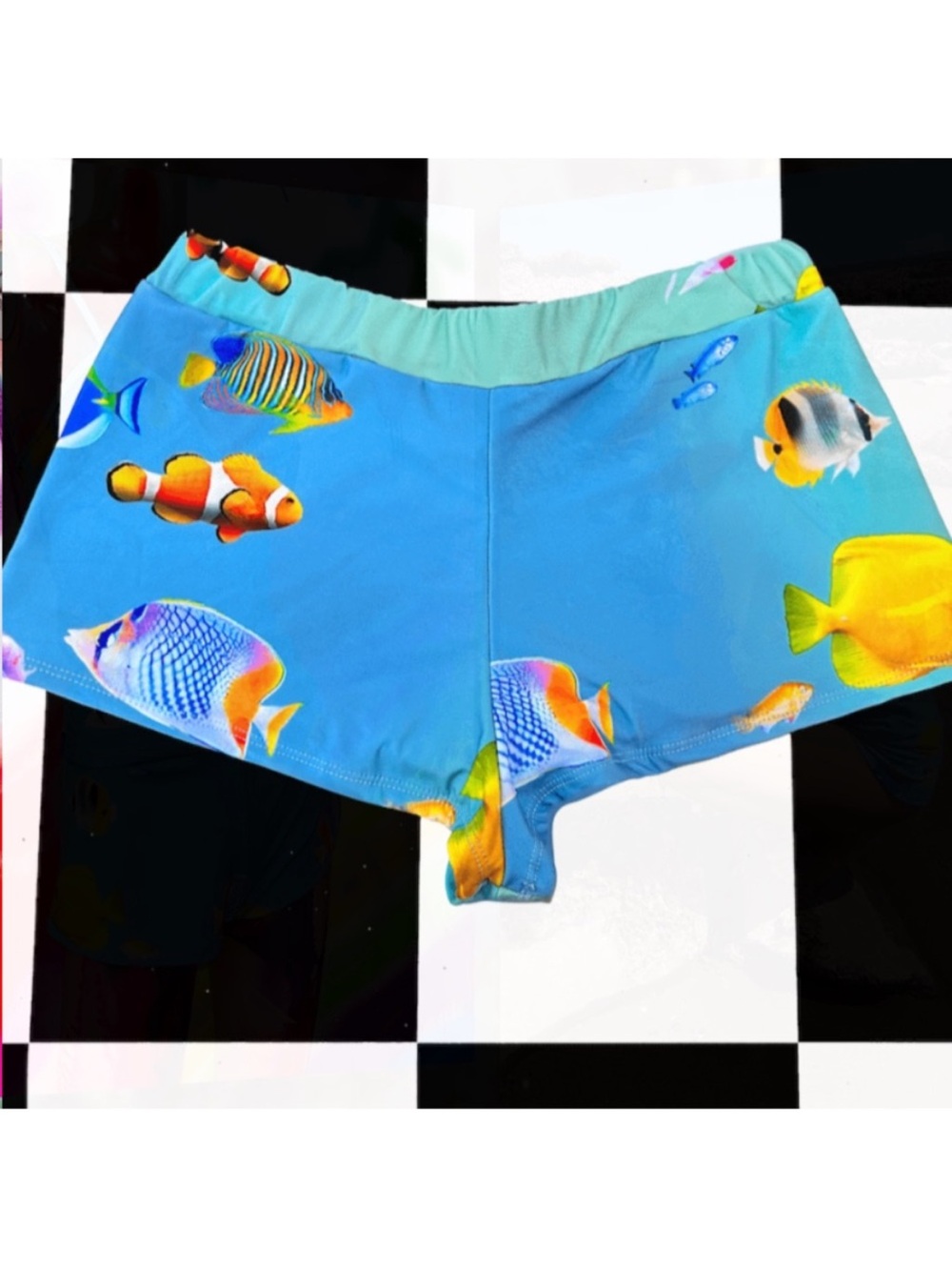 OMIGHTY Blue Tropical Fish Print MICRO SHORTS